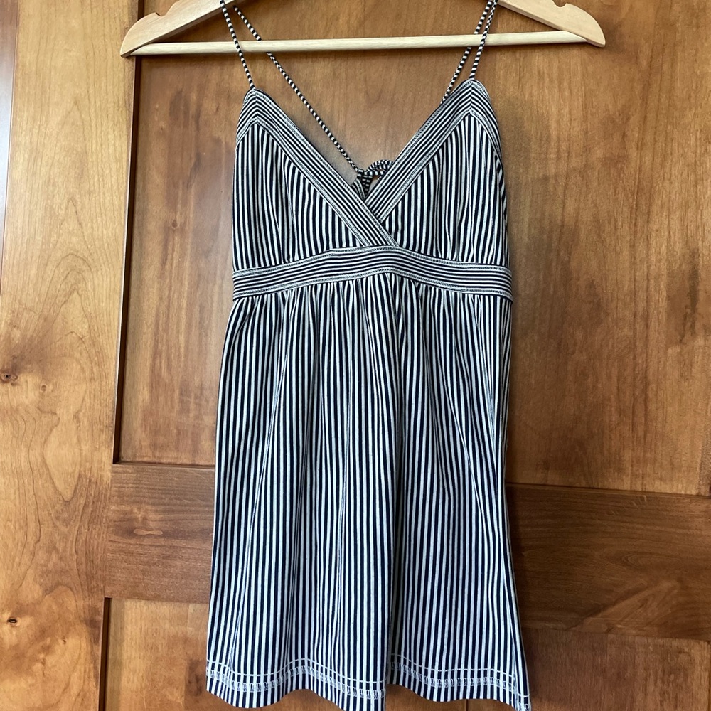 American Eagle Blue & White Striped Tank Top